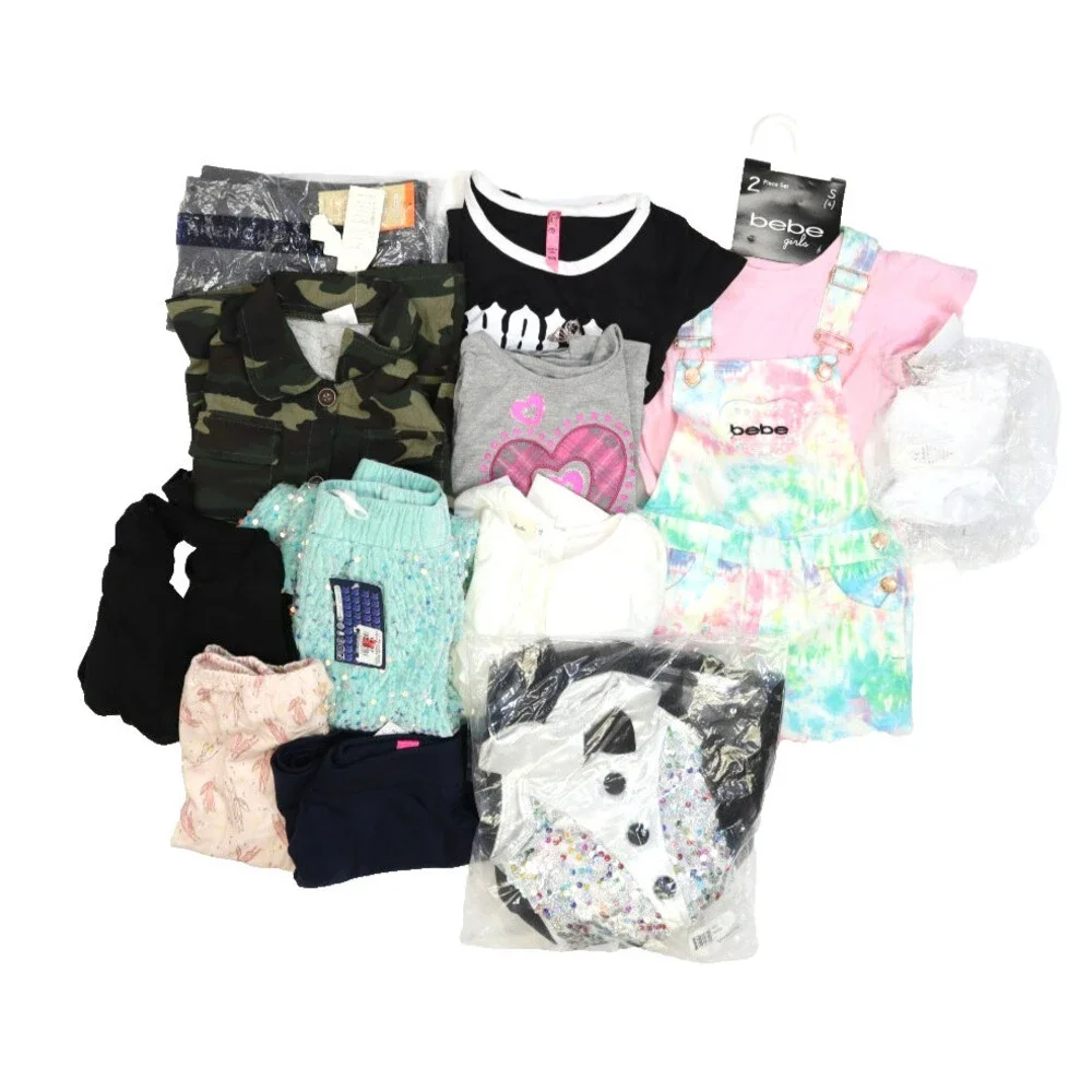 Wholesale Bulk Lot Of 13 Girls Size XS 4/5 Mixed Season Tops Bottoms Shorts